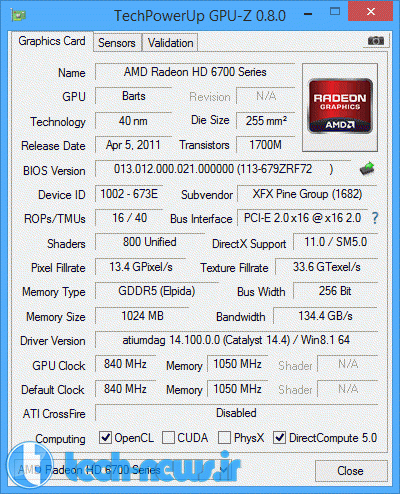 AMD Radeon HD 6790 XFX 1GB GDDR5 - Before OC