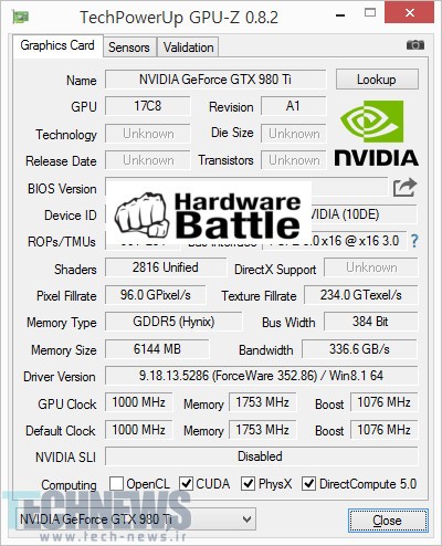 NVIDIA GeForce GTX 980 Ti Clock Speeds Revealed