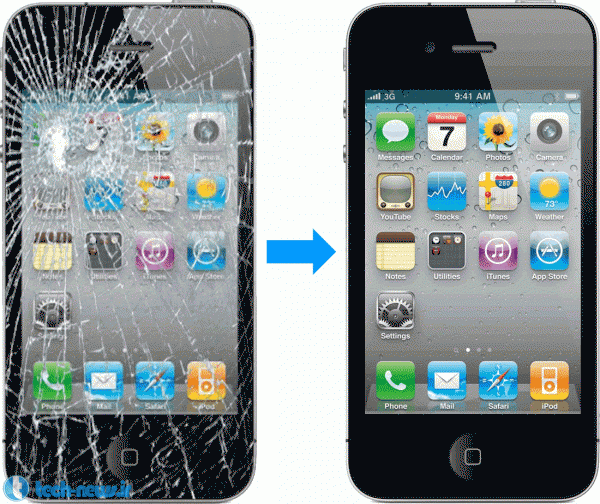 تعویض سریع صفحه نمایش شکسته اپل آیفون s5 در فروشگاه های ایالات متحده برای جلب توجه مشتریان