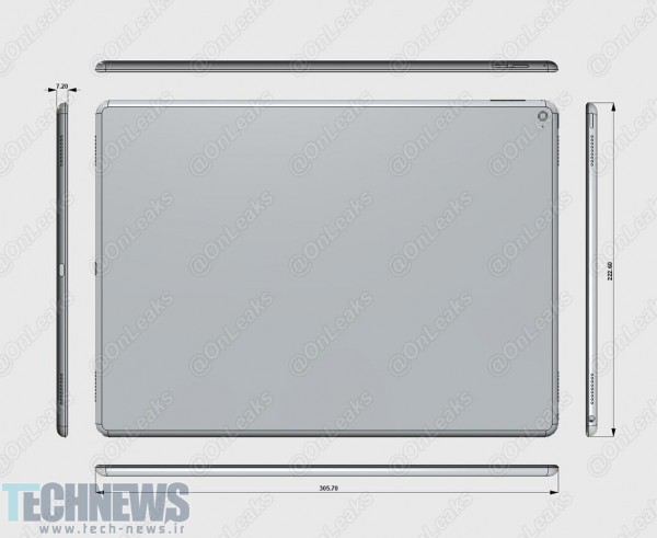 تصویر لو رفته از iPad Pro، بزرگترین آیپد ساخته شده توسط اپل را نشان می‌دهد