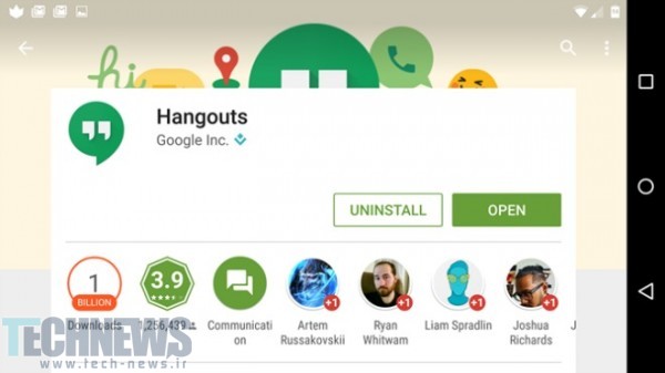 گوگل Hangouts تا کنون یک میلیارد دفعه نصب شده است