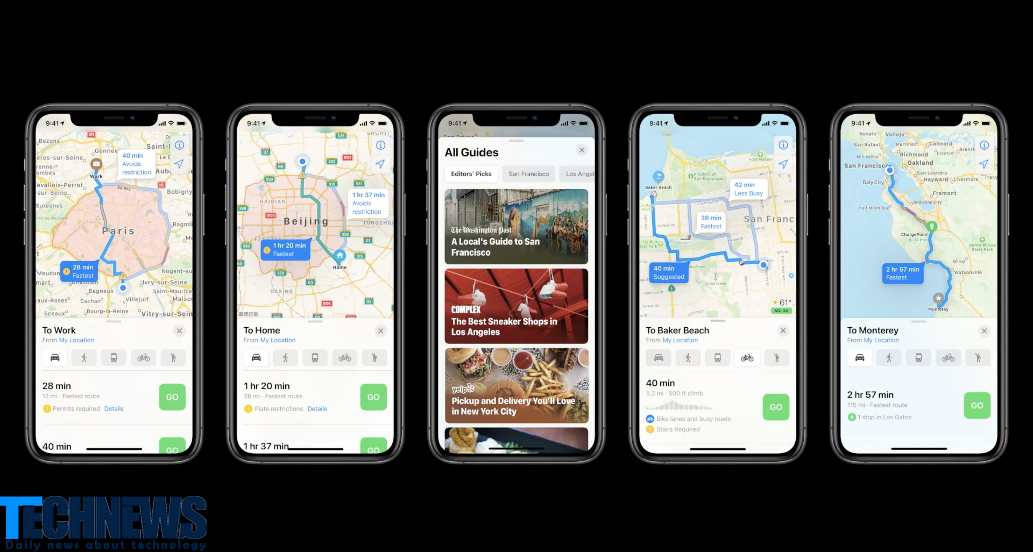 ویژگی پیشنهاد بهترین مسیر دوچرخه‌سواری در اپلیکیشن Maps در iOS14