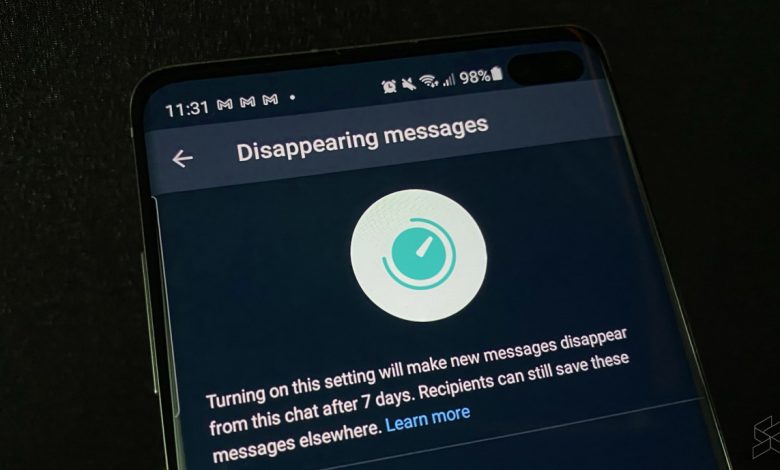 کاربران واتساپ می توانند پیام های ناپدید شونده ارسال کنند