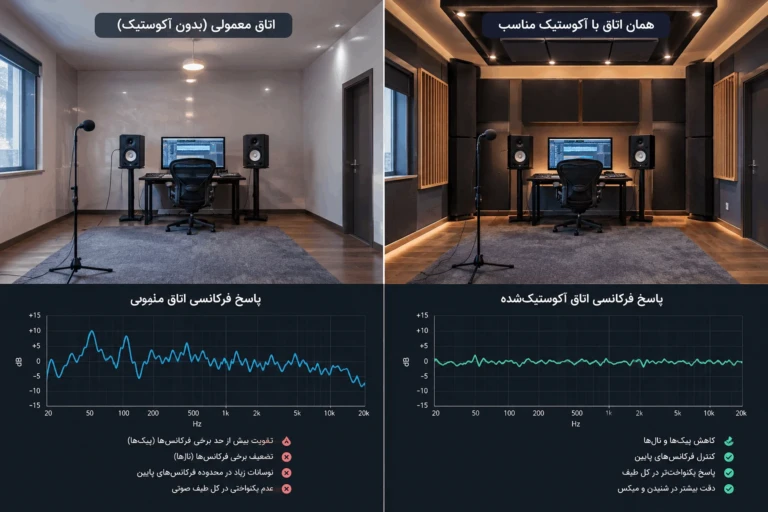 اندازهگیری آکوستیک اتاق با میکروفون Measurement و نمایش نمودار پاسخ فرکانسی در نرمافزار تحلیل