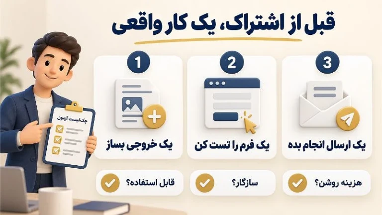 آزمایش خروجی، فرم و ارسال واقعی پیش از خرید ابزار تبلیغاتی